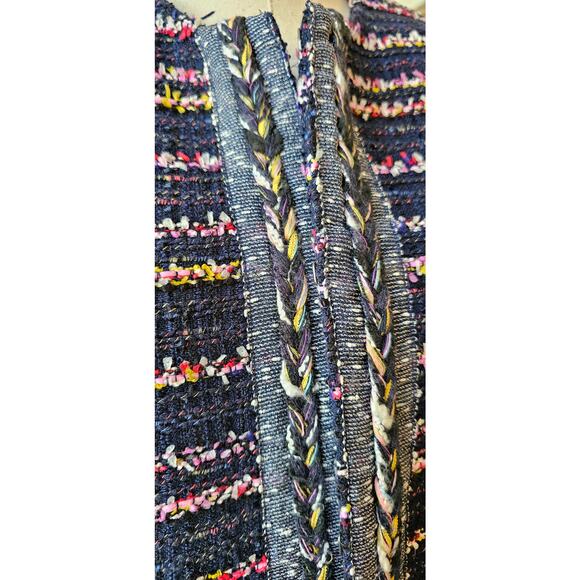 Talbots Fringe Trim Tweed Blazer Jacket Women Sz 6 Blue Long Sleeve Career Lined - Picture 5 of 9